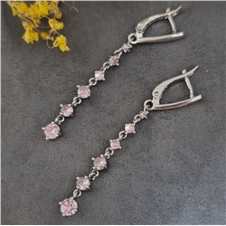 Серьги висячие посеребрение с фианитами, коллеция "Дубай", арт. 847.685