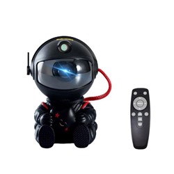 Лампа - проектор звездного неба Астронавт черный с пультом, светодиодный лазерный ночник робот, 8 режимов освещения
