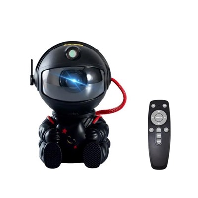 Лампа - проектор звездного неба Астронавт черный с пультом, светодиодный лазерный ночник робот, 8 режимов освещения
