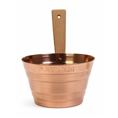 Набор для бани и сауны «Каменка», из двух предметов: ушат, 5 л, медь, деревянная ручка и черпак, 200 мл, медь, деревянная ручка