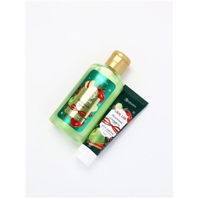 Подарочный набор новогодний: гель для душа, крем для рук и пилка для ногтей, аромат яблоко, URAL LAB