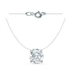 Колье на леске из серебра с фианитом родированное 6102002