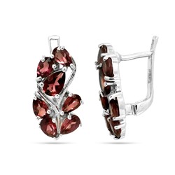 Серьги из серебра родолит, Брюнетка