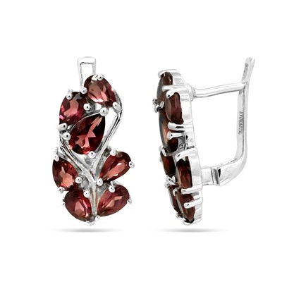 Серьги из серебра родолит, Брюнетка
