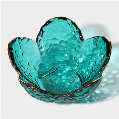 Салатник «Цветок», 60 мл, 9×4 см, стекло, изумрудный