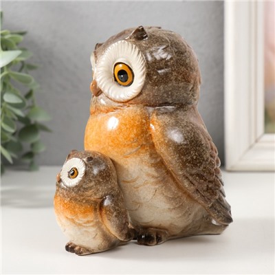 Фигурка полистоун «Совушка с совёнком», лак, 12.5×9.5×12.8 см