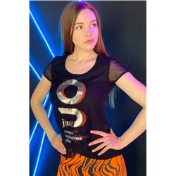 Футболка 8077 (Черный_оранжевый)