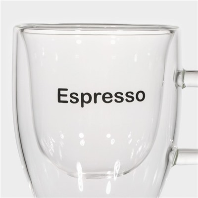 Кружка с двойными стенками Magistro «Дуо. Espesso», 80 мл, 9×6×6.5 см, стекло, прозрачная