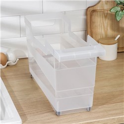 Контейнер хозяйственный с ручкой на колёсиках, 12,5 л, 45×16×25,5 см, цвет прозрачный