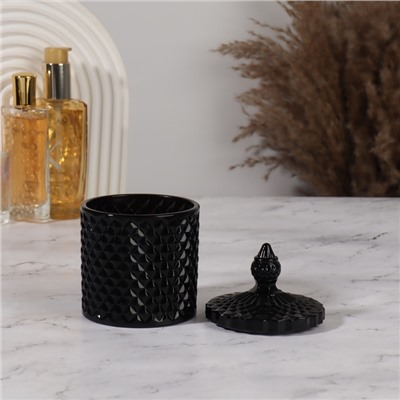 Органайзер для хранения «Элит», шкатулка для украшений с крышкой, d=8.5×13.5 см, чёрный