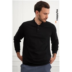 Мужской базовый лонгслив-поло Happyfox