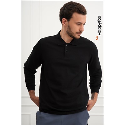 Мужской базовый лонгслив-поло Happyfox