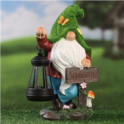 Садовая фигура - фонарь «Гном Welcome» 9×15×25 см, Greengo
