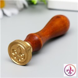 Печать для сургуча с деревянной ручкой «Геральдическая лилия», 9×2.5×2.5 см