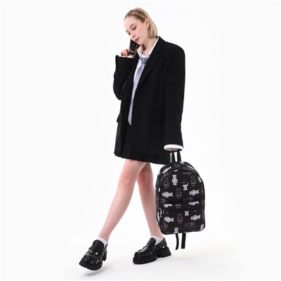 Рюкзак школьный текстильный Teddy, 42×14×28 см, чёрный