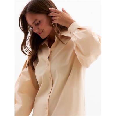 Рубашка женская с объёмными рукавами MINAKU: Casual Collection, размер 44, бежевая