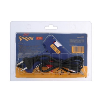 Клеевой пистолет ТУНДРА, 20 Вт, 220 В, шнур 1.2 м, выключатель, индикатор, антикапля, 7 мм