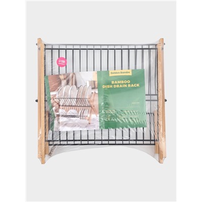 Сушилка для посуды Доляна Meli, 2 уровня, 39.5×34×27.5 см, бамбук, металл, чёрная