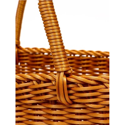 Корзина плетёная для хранения, 35×22×21 см, ручка h=17 см, пластиковая, коричневая