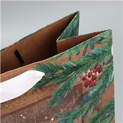 Пакет подарочный новогодний крафтовый «С Новым годом», L 31×40×11.5 см