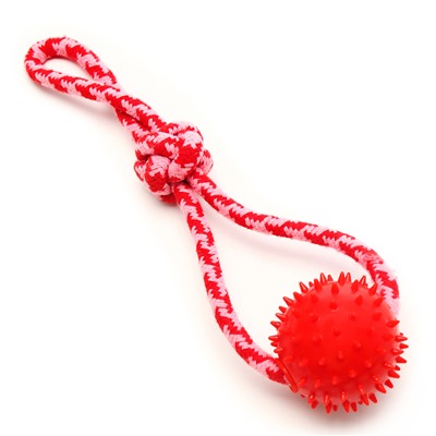 Игрушка канатная «Узел с массажным шариком», до 31 см, до 65 г, микс цветов