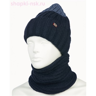 18-73-L Комплект для мальчика флис (колпак+снуд) (52-54)