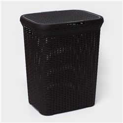 Корзина бельевая «Ротанг», 60 л, 34.6×44.5×56 см, с крышкой, коричневая