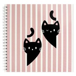 Скетчпад 195х195 мм 40л твердая обложка на спирали "ДВА КОТА" блок - белый офсет 100 г/м2 70149 Феникс
