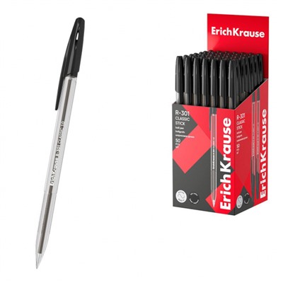 Ручка шариковая R-301 "Классика" 1.0мм 43185 черная  ErichKrause