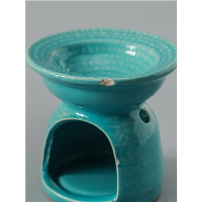 УЦЕНКА Аромалампа керамика "Геометрические узоры" нежно-голубая 7,5х7,5х6,5 см