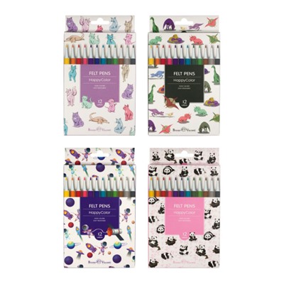 Фломастеры 12цв "СЧАСТЛИВЫЙ ЦВЕТ/HAPPYCOLOR" 32-0023 Bruno Visconti