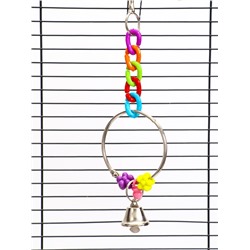 Игрушка для птиц «Кольцо и бусы», 20×7 см, с колокольчиками, цвет МИКС