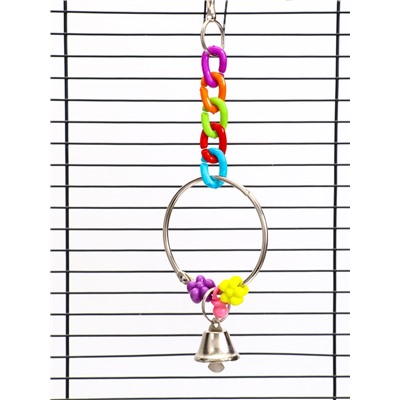 Игрушка для птиц «Кольцо и бусы», 20×7 см, с колокольчиками, цвет МИКС