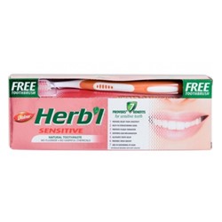 Dabur Herb'l Sensitive Toothpaste with Toothbrush/Дабур Зубная Паста для Чувствительной Эмали Натуральная + Зубная Щётка Ср. Жесткости 150г.
