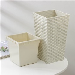 Кашпо для цветов со вставкой IDEA «Ротанг», 4.2 л, вставка 1.5 л, пластик, белое