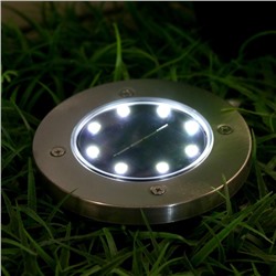 Садовый светильник, уличный, на солнечной батарее, 8 LED, свечение белое