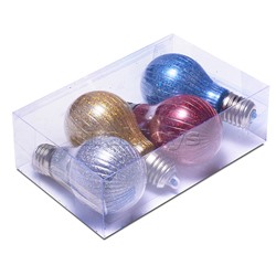 Набор новогодних украшений "Блестящие лампочки" (4шт х 10,5см)