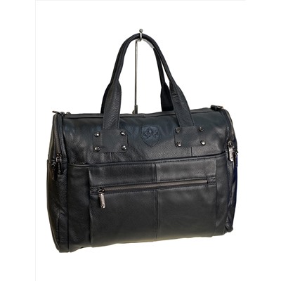 Багажная сумка из натуральной кожи, цвет черный