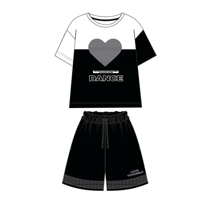 Комплект трикотажный для девочек: фуфайка (футболка), шорты