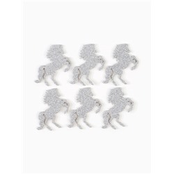 Декор новогодний на клеевой основе «Лошадки», серебряный, набор 6 шт.