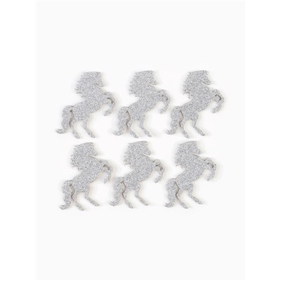 Декор новогодний на клеевой основе «Лошадки», серебряный, набор 6 шт.