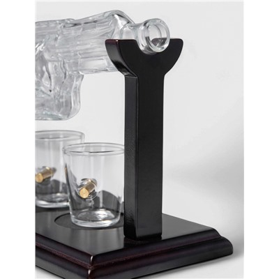 Мини-Бар «Револьвер», 250 мл, 2 стопки, на подставке, стекло, дерево