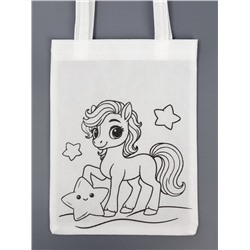 Сумка-Шопер детская под роспись лошадка «Новогодняя звездочка»