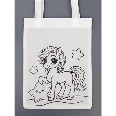 Сумка-Шопер детская под роспись лошадка «Новогодняя звездочка»