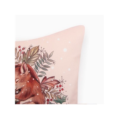 Наволочка декоративная новогодняя «Этель. Белочка» 40×40 см, велюр