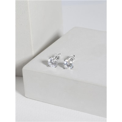 Серьги-пусеты из серебра с фианитами родированные S2181011010