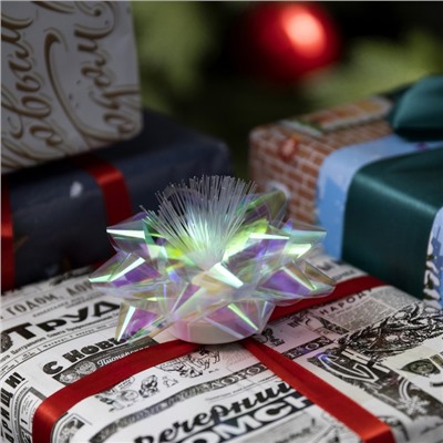 Светодиодная игрушка «Бант-звезда» 10 см, от батареек LR44×3, свечение мульти, перламутровая