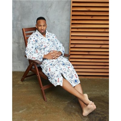 Халат мужской удлинённый Этель «Капитан» размер 46-48, вафля 200 г/м², 100% хлопок