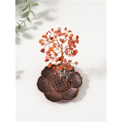 Подставка под благовония «Дерево на цветке», рыжий, 72 камня, 9×9×13.5 см