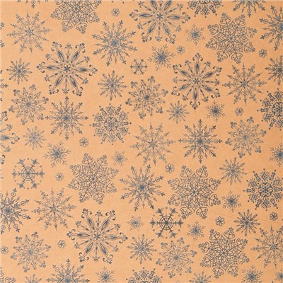 Бумага упаковочная крафтовая «Снежинки», 50×70 см